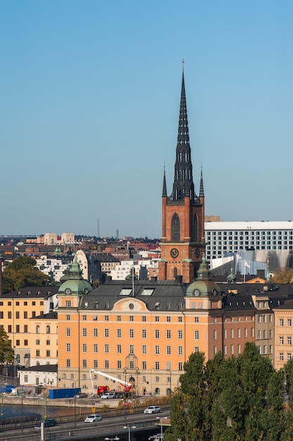 Vue sur la vieille ville de Stockholm depuis la terrasse d'observation.