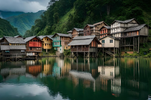 Une vue d'un village dans les montagnes