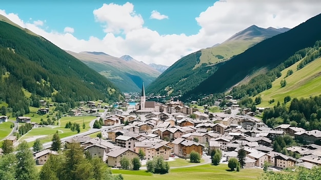 Une vue d'un village dans les montagnes