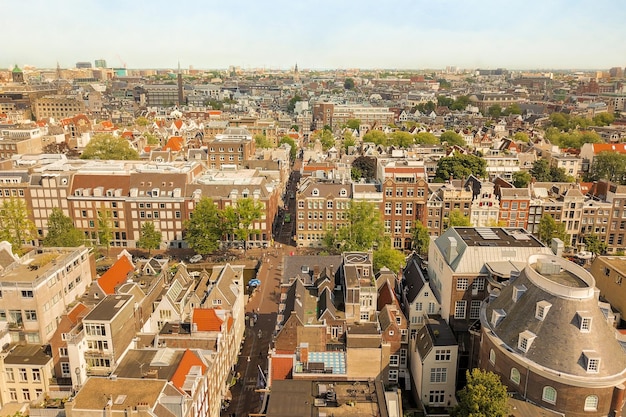 Une vue de la ville d'amsterdam d'en haut