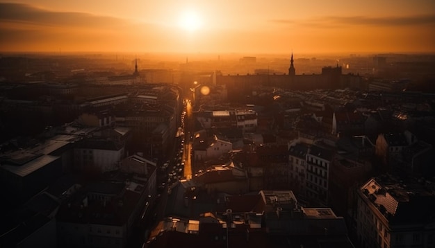 vue sur la ville coucher de soleil dans la ville coucher de soleil sur la ville IA générative