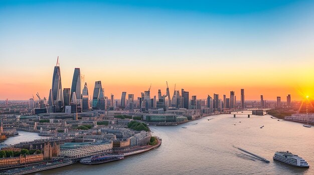 Vue de la ville de Londres au coucher du soleil