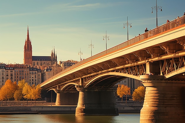 Vue de la ville de Lyon sous un pont