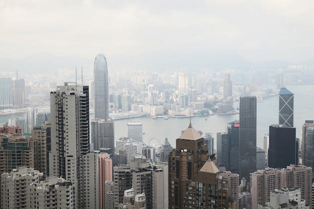 Vue de la ville moderne. Hong Kong depuis la colline Victoria Peak