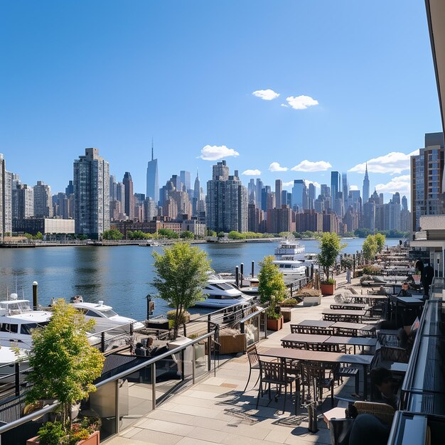 Photo vue de la ville de new york depuis long island city