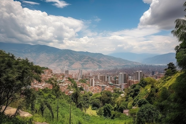 Une vue de la ville de quito depuis la colline