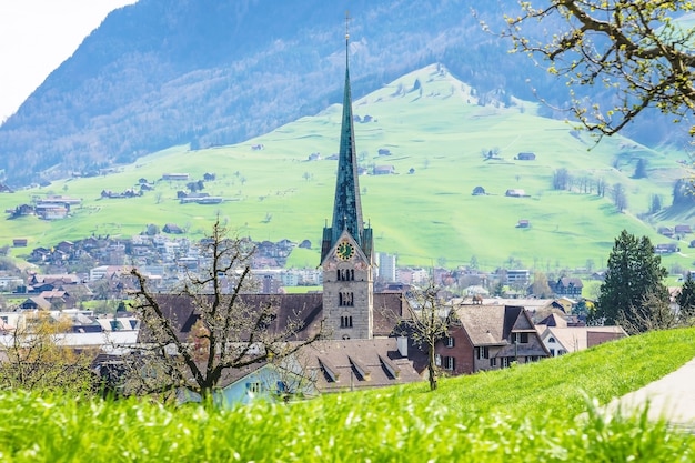 Vue de la ville de Stans en Suisse depuis le pied