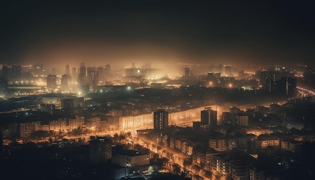 vue sur la ville vue sur les toits de la ville la nuit IA générative