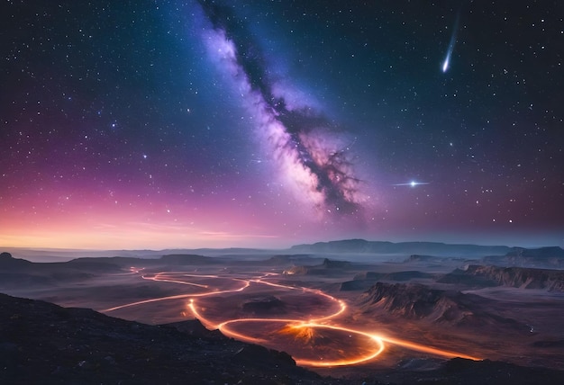 Vue de la Voie Lactée d'un point de vue élevé sur Terre