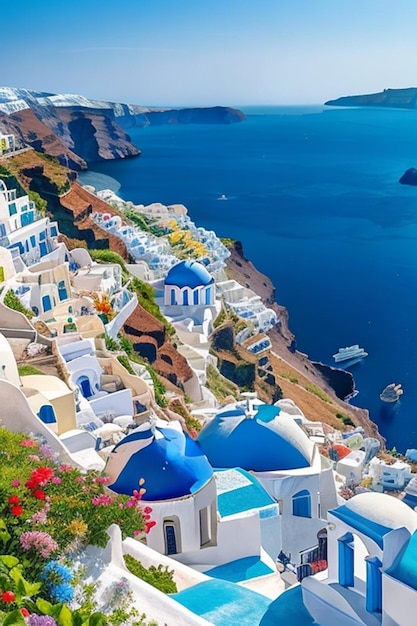 une vue à vol d'oiseau de l'île fascinante de Santorin