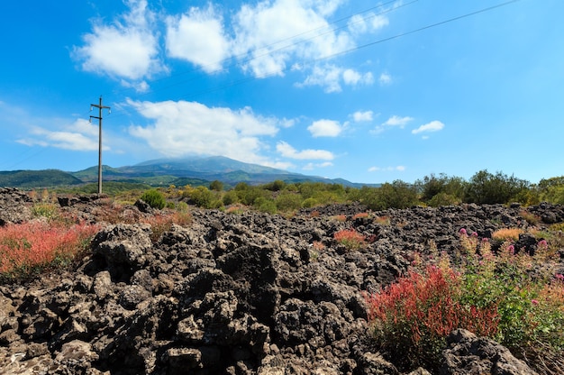 Vue sur le volcan Etna Sicile Italie