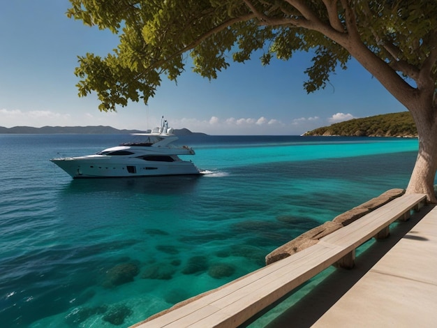 Vue d'un yacht de luxe sur l'eau