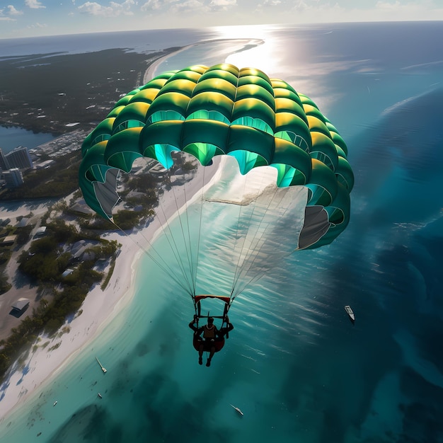 Vues aériennes du parachutisme de Cancun au paradis