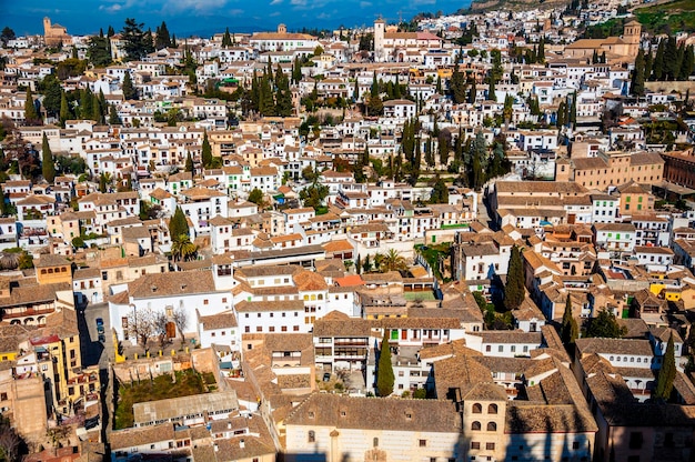 Vues du quartier gitan de Grenade depuis l'Alhambra Espagne