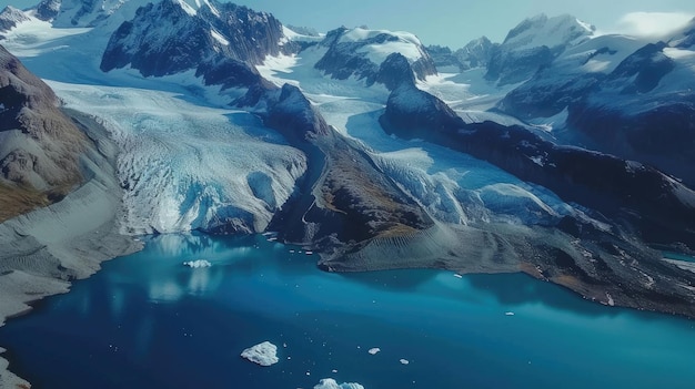 Des vues panoramiques des glaciers de montagne et de leurs lacs vierges