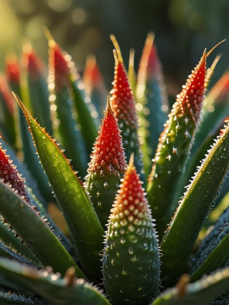 Photo des vues verdoyantes explorant les textures de l'aloe vera générées par l'ia