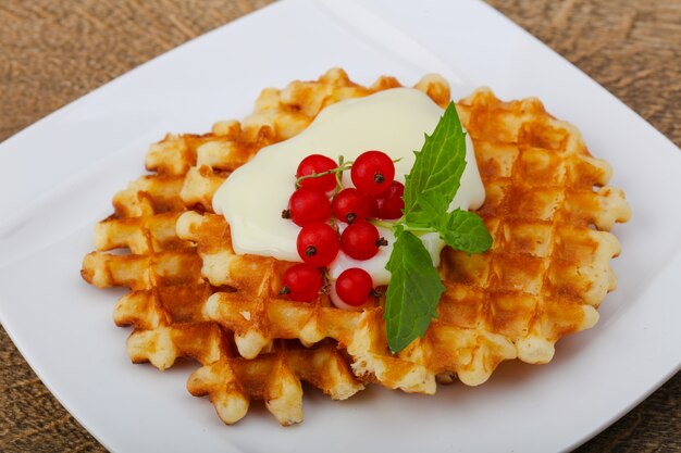 Waffle aux groseilles rouges