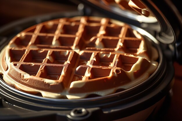 Le Waffle Iron en gros plan fait des gaufres parfaites