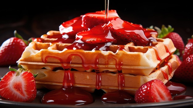 Waffles aux fraises sucrées