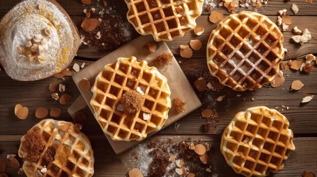 Waffles belges vue du haut vers le bas