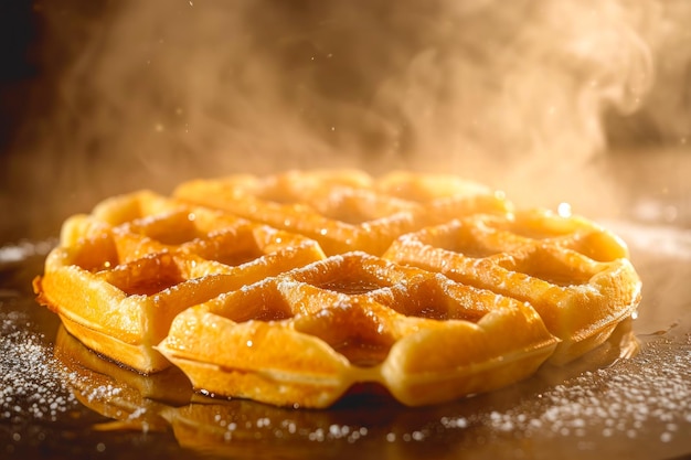 Waffles chaudes à la vapeur prêtes à servir