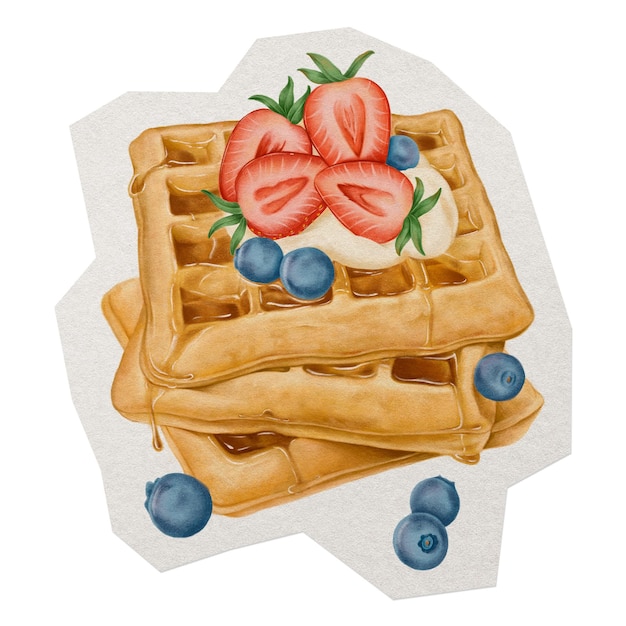 Waffles sucrés png autocollant de dessert coupé sur fond transparent