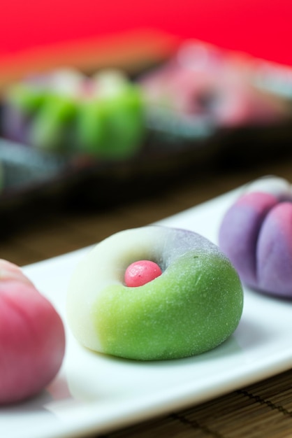 Photo wagashi de confiserie traditionnelle japonaise