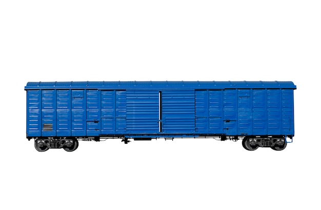 Wagon bleu isolé sur fond blanc. photo de haute qualité