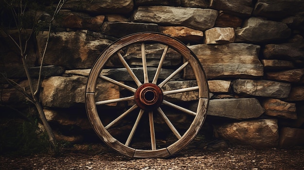 Photo wagon wheel illustration rustique d'un design rustique