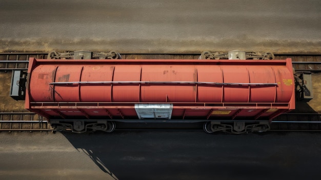 Les wagons rouges du train ferroviaire roulent sur les rails Transport de marchandises par train