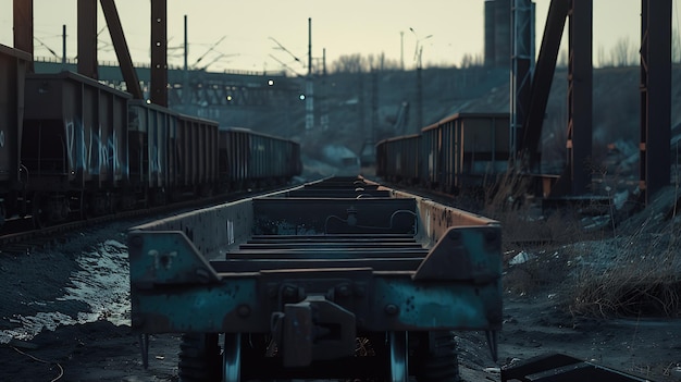 Photo des wagons vides près de la fonderie donetsk ukraine ia générative