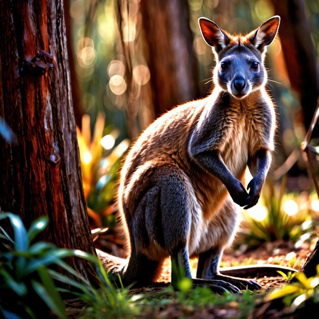 Photo le wallaby est un animal sauvage vivant dans la nature et faisant partie de l'écosystème.