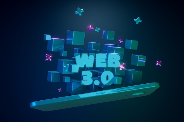 WEB 30 Concept de concept de technologie Internet décentralisé rendu 3d