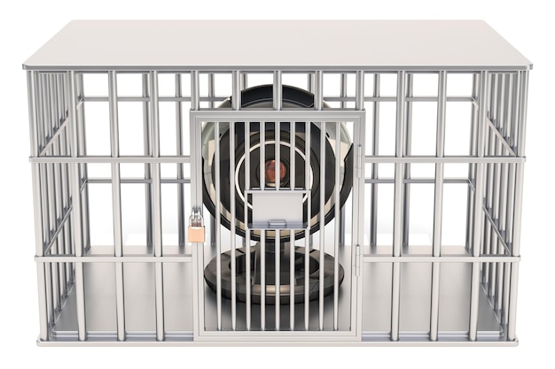 Webcam à l'intérieur d'une cellule de prison en cage, rendu 3D