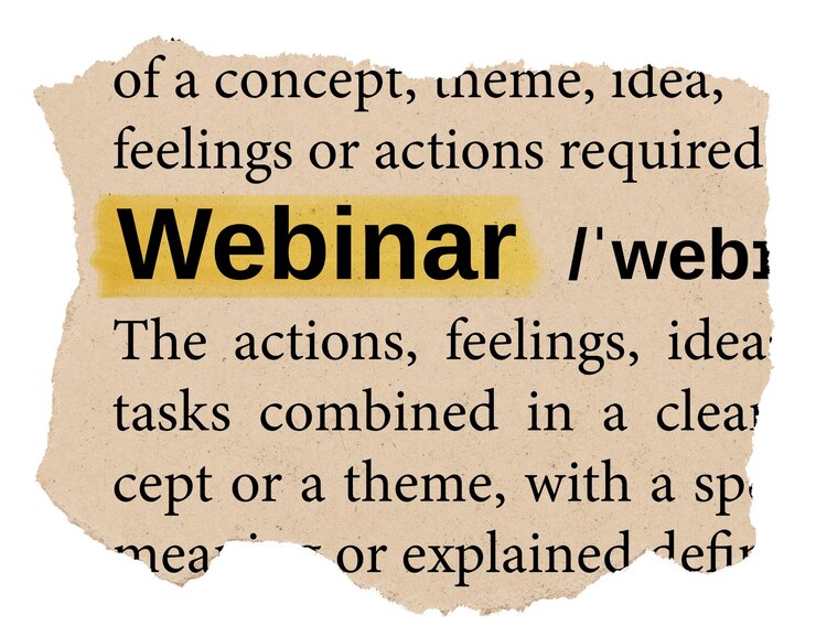 Photo webinar png autocollant de mots déchiré dictionnaire en papier fond transparent