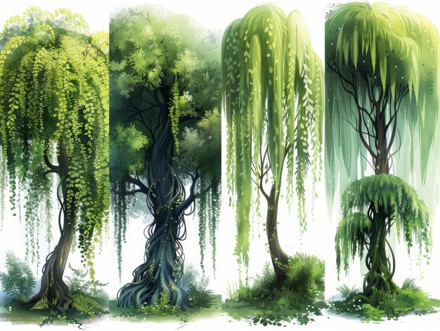 Weeping Willow Une illustration contemporaine de la tranquillité de l'IA générative