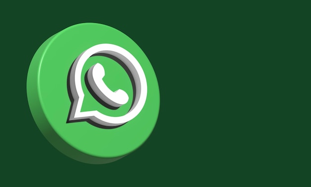 WhatsApp Circle Button Icon 3D sur Dark Bakcgorund Modèle élégant Espace vide