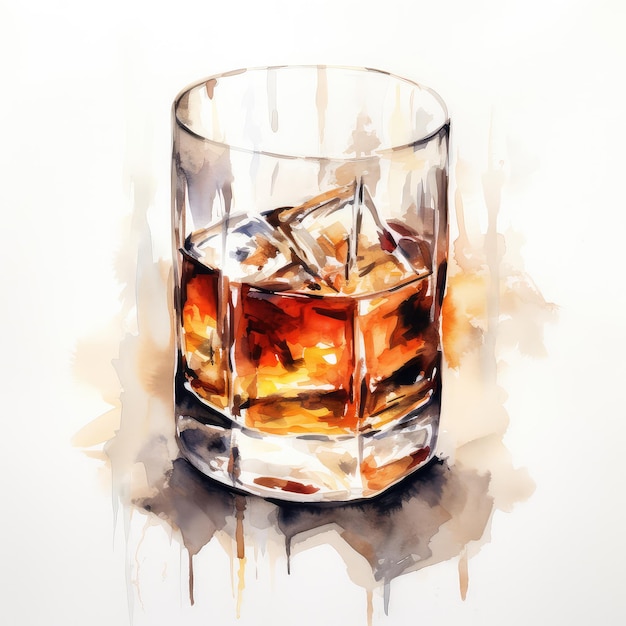 Whisky aquarelle illustration générative ai