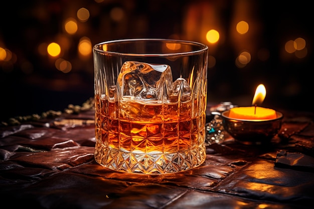 whisky dans le verre avec de la glace