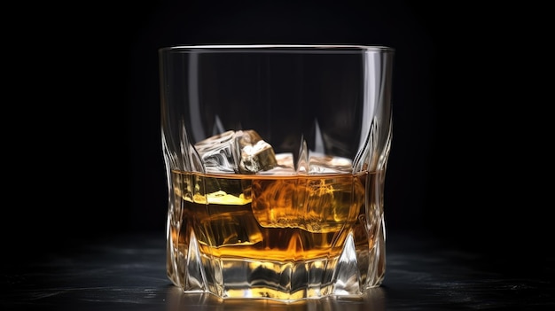 Whisky avec de la glace dans un verre Generative AI