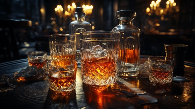 Photo whisky et liqueur dans le bar