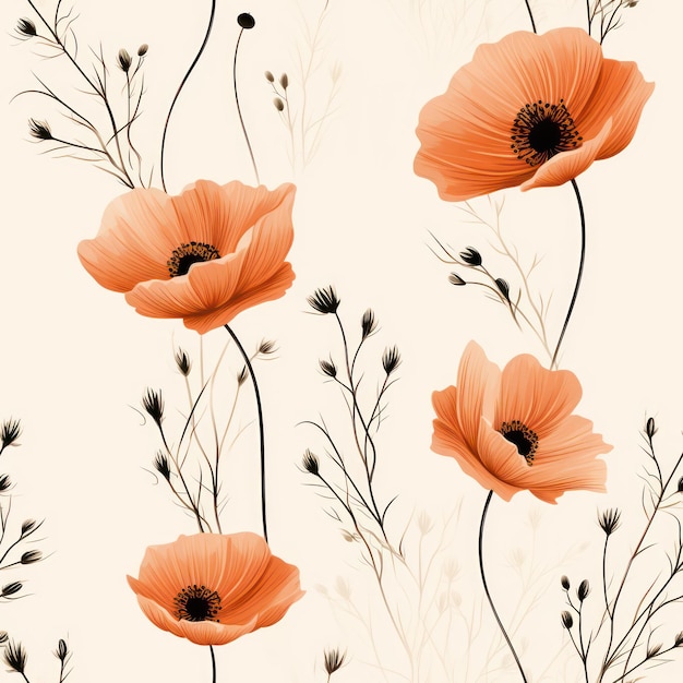 Whispering Blooms Dessin au crayon de motifs de fleurs simples minimalistes sur divers arrière-plans