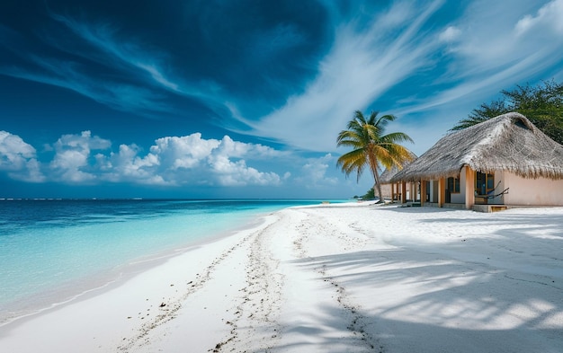 White Beach Huts Une scène sereine et magnifique