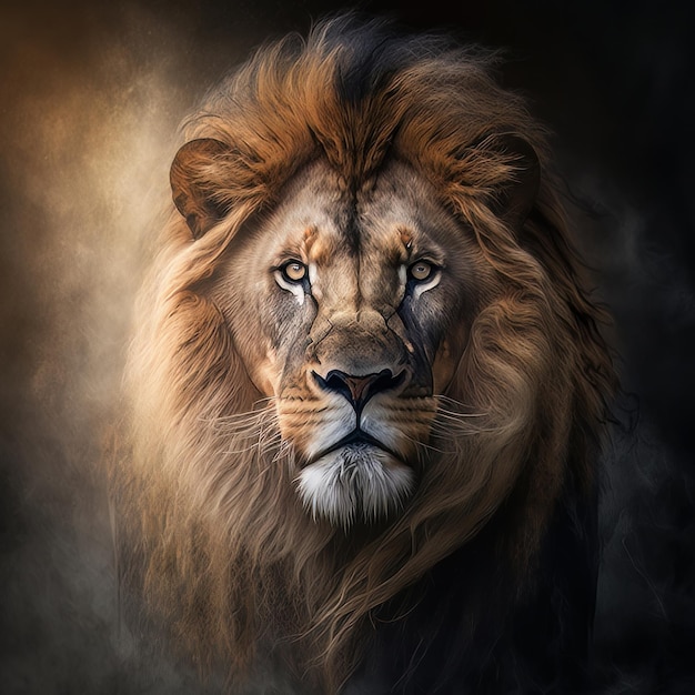 Wild Animal Lion Portrait Illustration Generative AI