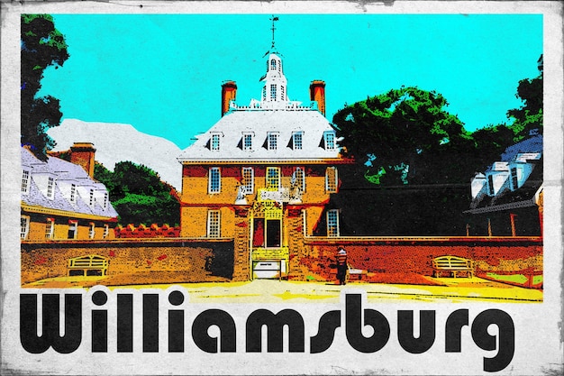 Photo williamsburg carte postale de voyage ancienne