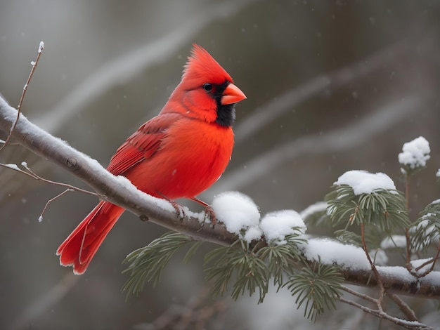 Winter Cardinal Sérénité Paysage naturel avec un cardinal