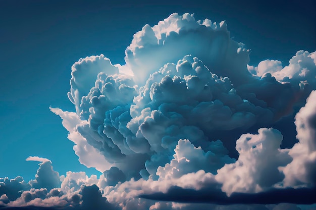 Photo withe nuages pelucheux sur le ciel bleu