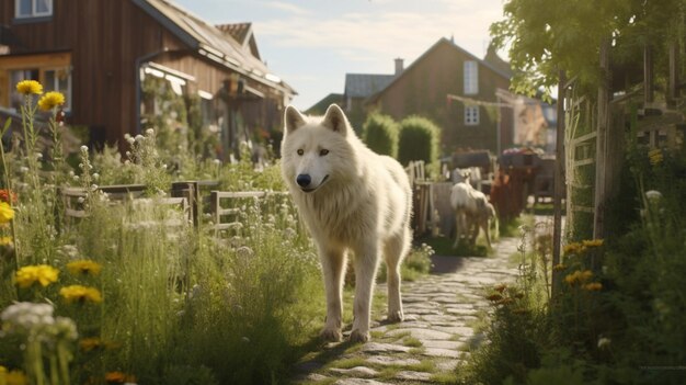 Wolfsrudel à einem Dorf en Allemagne IA générative