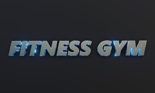 Photo word fitness gym est écrit sur un fond sombre avec un effet cinématographique et néon. rendu 3d