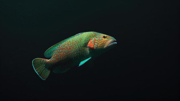 Wrasse sur un fond noir massif